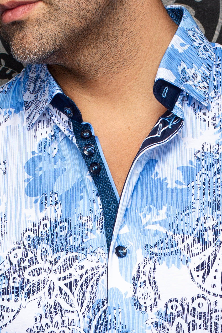 Chemise manches courtes en Knit extensible pour homme par Au Noir | CAYO (SS) Bleu Pâle | Boutique Vvög, inventaire complet de la marque Au Noir