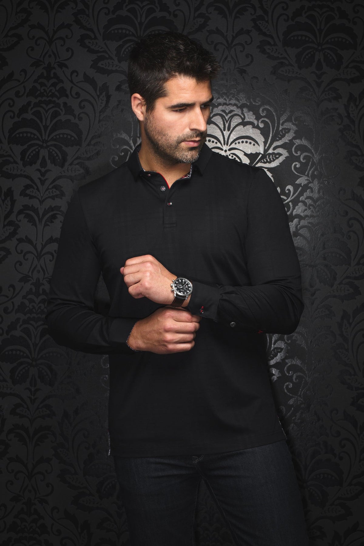 Polo manches longues pour homme par Au Noir | CHELSEA Noir | Boutique Vvög, inventaire complet de la marque Au Noir