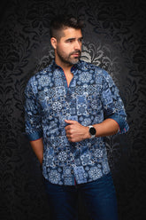 Chemise manches longues pour homme par Au Noir | CLOVIS Marine Blanc | Boutique Vvög, inventaire complet de la marque Au Noir