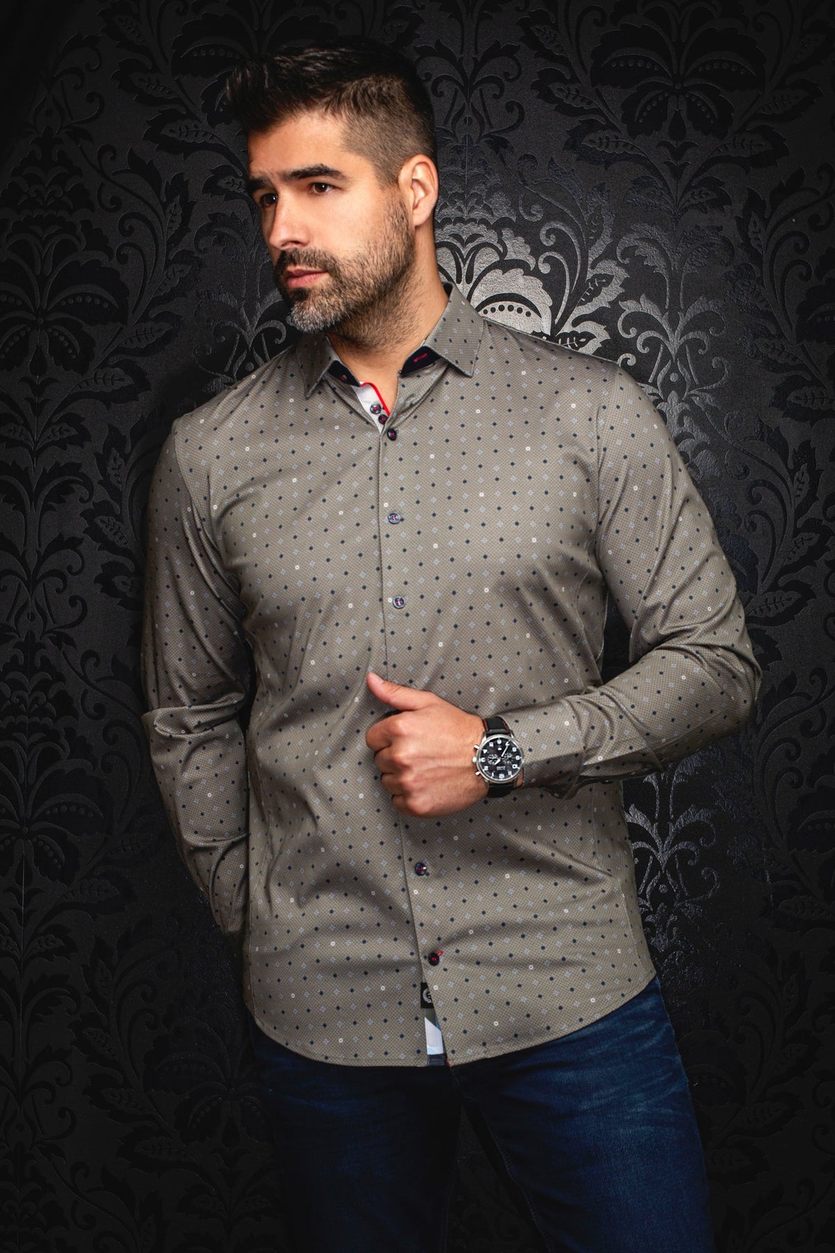 Chemise manches longues en Knit pour homme par Au Noir | CLYDE Olive | Boutique Vvög, inventaire complet de la marque Au Noir