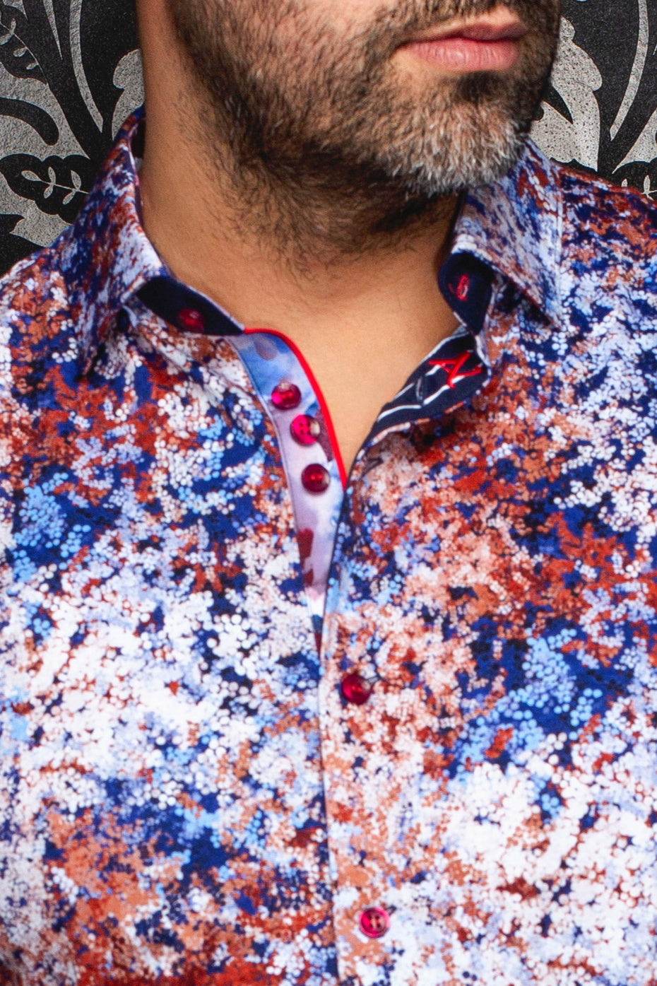 Chemise manches longues en Knit pour homme par Au Noir | CONFETTI Bleu Rouille | Boutique Vvög, inventaire complet de la marque Au Noir