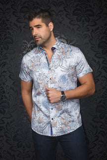 Chemise manches courtes pour homme par Au Noir | CORRADO(SS) Bleu Clair | Boutique Vvög, inventaire complet de la marque Au Noir