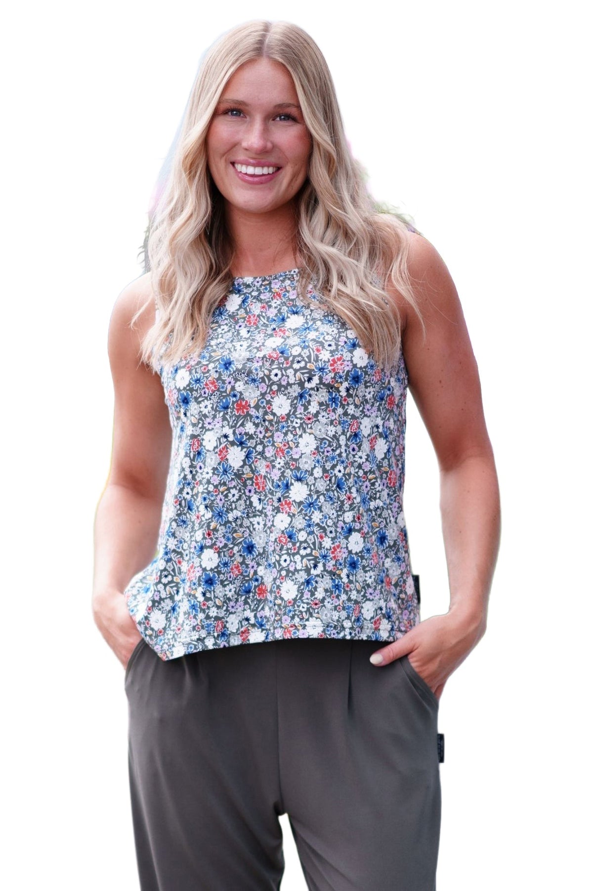Camisole pour femme par Rien ne se perd, tout se crée | Sunrise Fleuri Kaki | Boutique Vvög, vêtements mode pour homme et femme