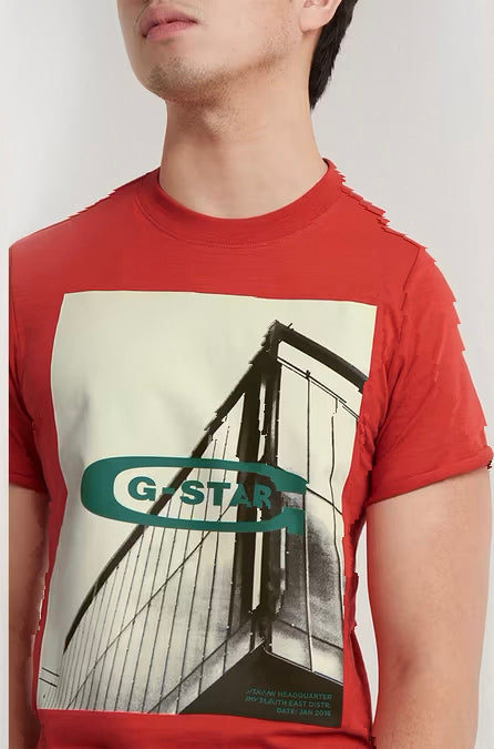 T-Shirt pour homme par G-Star RAW | D24683 C372 Rouge/5789 | Boutique Vvög, vêtements mode pour homme et femme