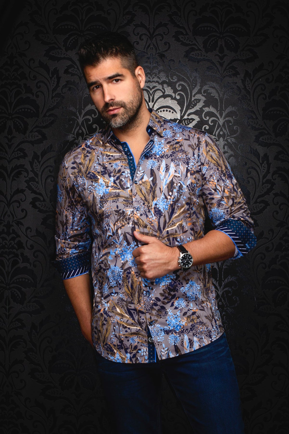 Chemise manches longues en Knit pour homme par Au Noir | DEVEREAUX Gris | Boutique Vvög, inventaire complet de la marque Au Noir