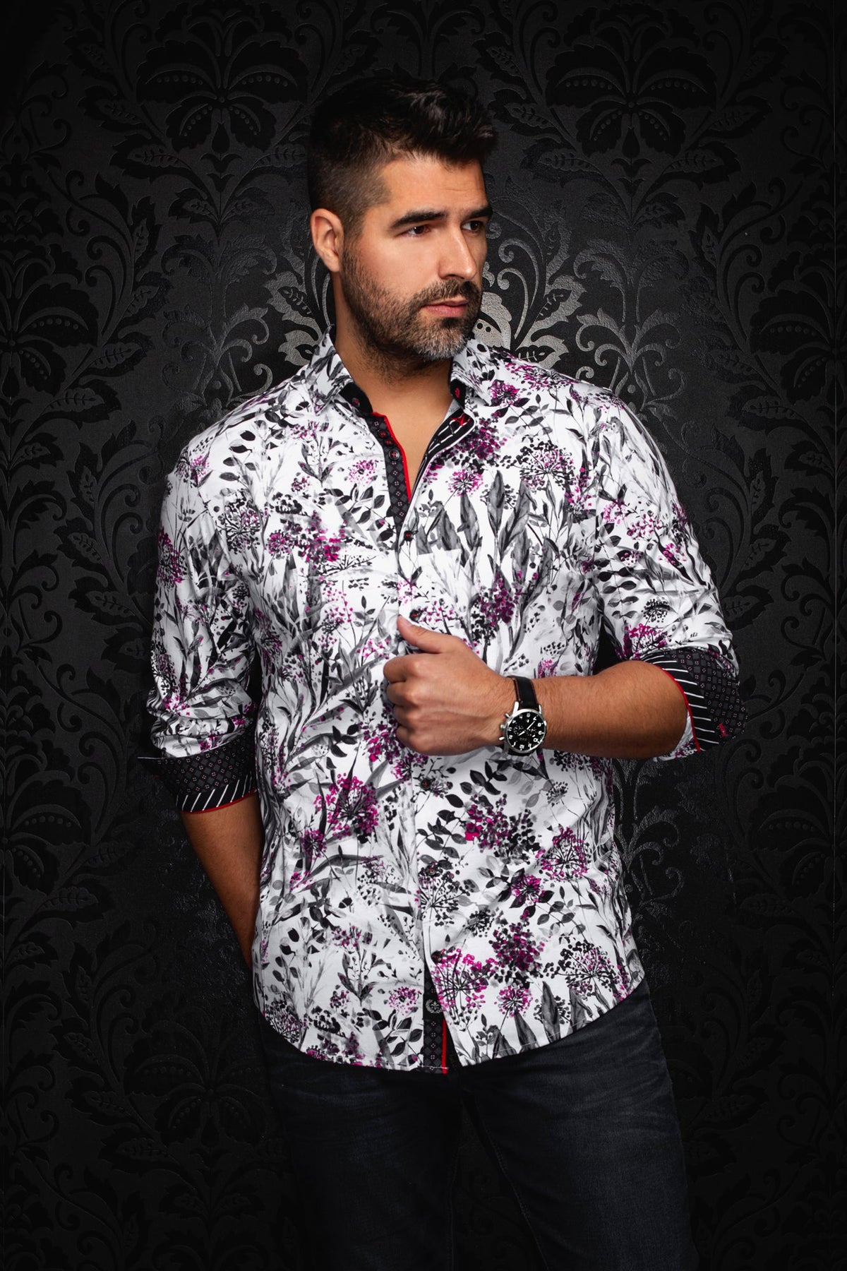 Chemise manches longues en Knit pour homme par Au Noir | DEVEREAUX Blanc | Boutique Vvög, inventaire complet de la marque Au Noir