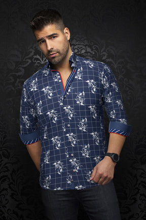 Long sleeve shirt for men by Au Noir | DISTEFANO Navy | Boutique Vvög, complete inventory of the Au Noir brand