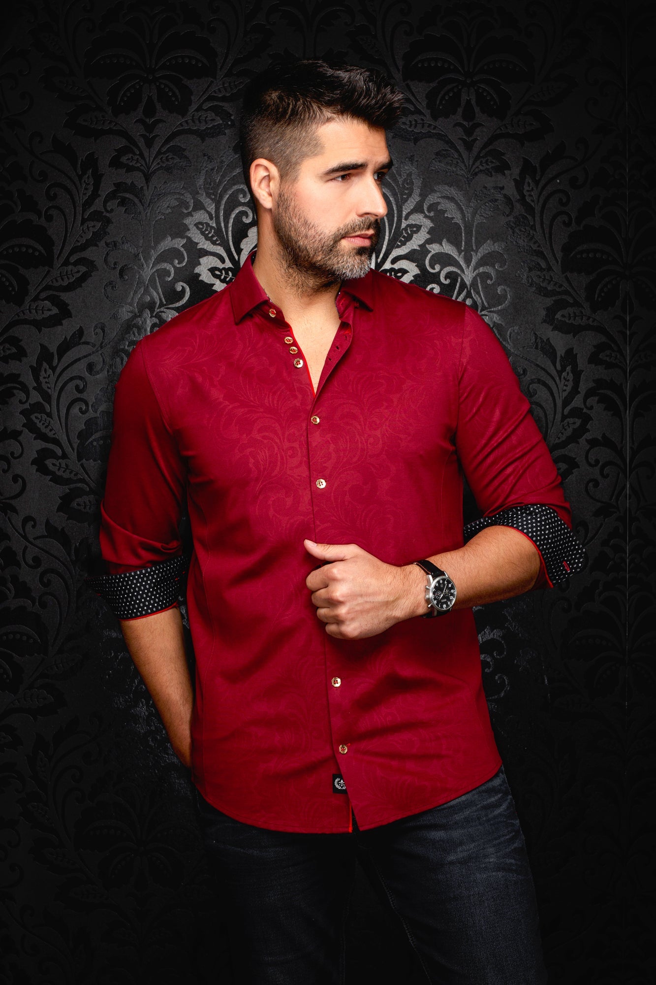 Chemise manches longues en Knit pour homme par Au Noir | DUNN Bordeaux | Boutique Vvög, inventaire complet de la marque Au Noir