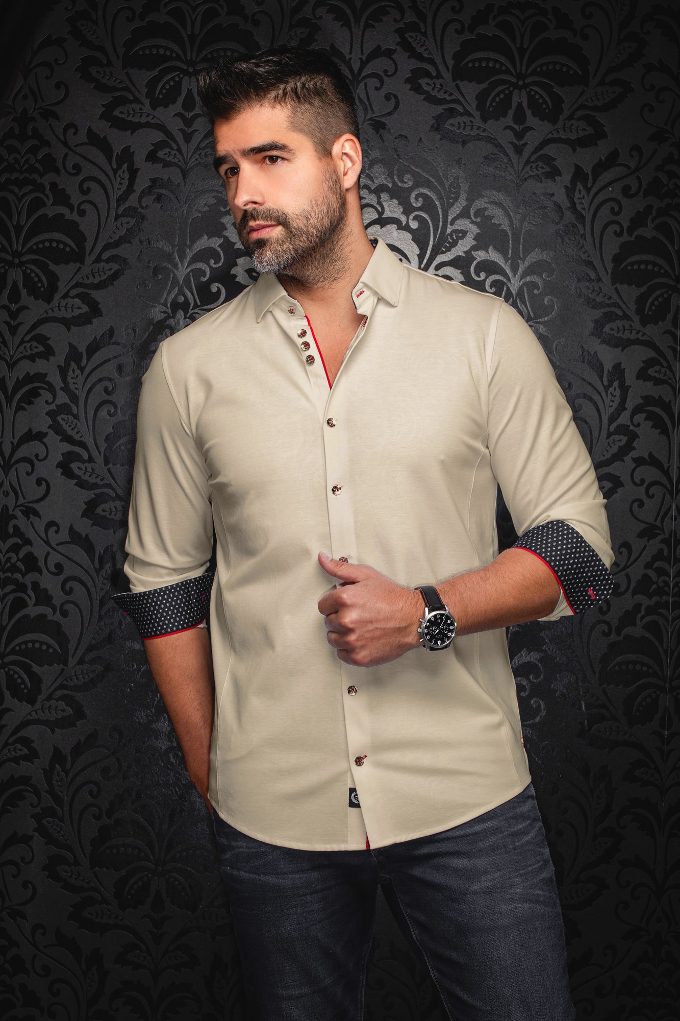 Chemise manches longues en Knit pour homme par Au Noir | DUNN Pierre | Boutique Vvög, inventaire complet de la marque Au Noir