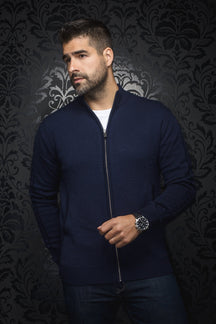 Merino wool Vest for men by Au Noir | ESTEBAN_FZ Navy | Boutique Vvög, complete inventory of the Au Noir brand