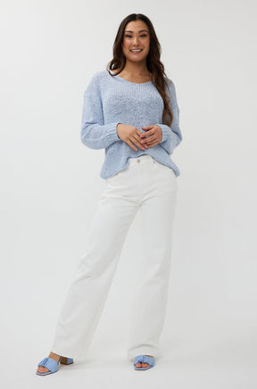 Chandail manches longues pour femme par Esqualo | SP2502023 Bleu Ciel | Boutique Vvög, vêtements mode pour homme et femme