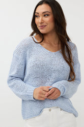 Chandail manches longues pour femme par Esqualo | SP2502023 Bleu Ciel | Boutique Vvög, vêtements mode pour homme et femme
