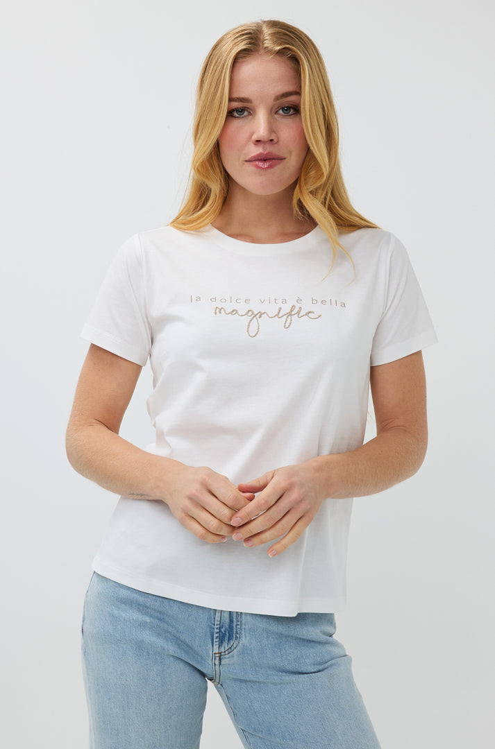 T-Shirt pour femme par Esqualo | SP2505020 Blanc Cassé | Boutique Vvög, vêtements mode pour homme et femme