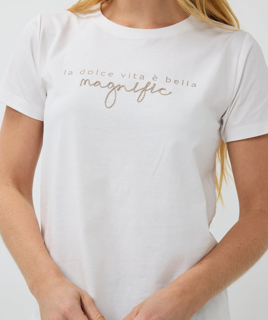 T-Shirt pour femme par Esqualo | SP2505020 Blanc Cassé | Boutique Vvög, vêtements mode pour homme et femme