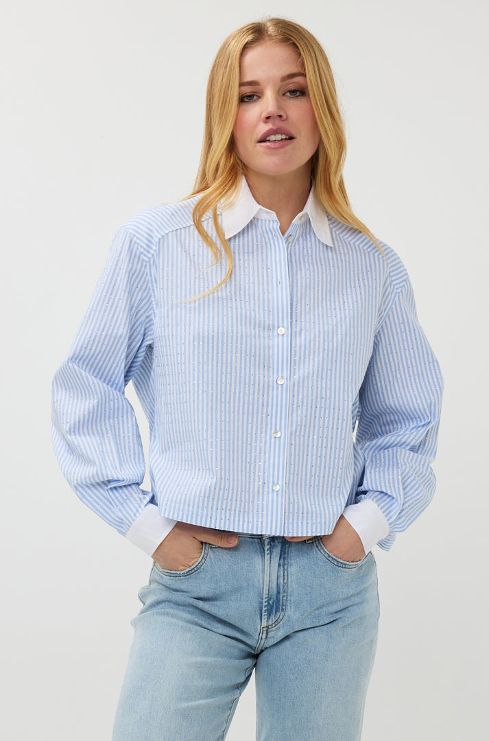 Blouse pour femme par Esqualo | SP2510032 Bleu/Blanc | Boutique Vvög, vêtements mode pour homme et femme