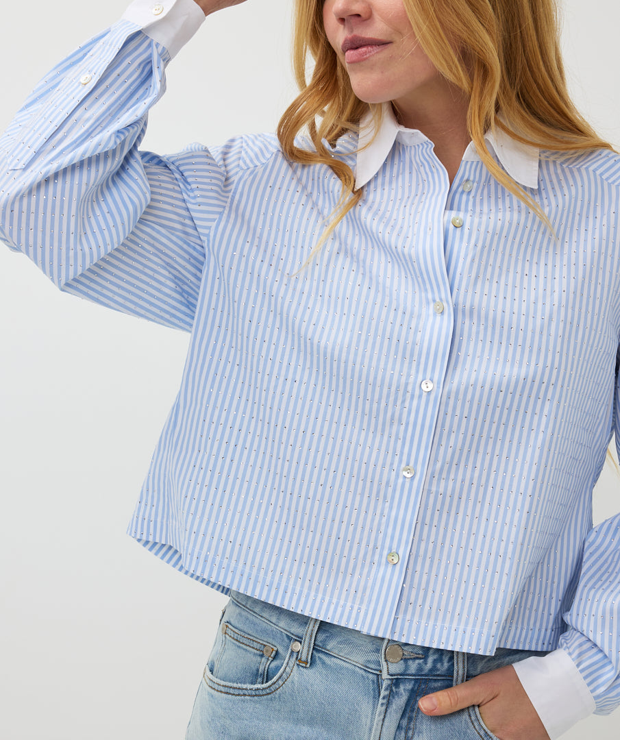 Blouse pour femme par Esqualo | SP2510032 Bleu/Blanc | Boutique Vvög, vêtements mode pour homme et femme