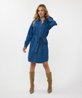 Robe pour femme par Esqualo | F2412500 Bleu jean | Boutique Vvög, vêtements mode pour homme et femme