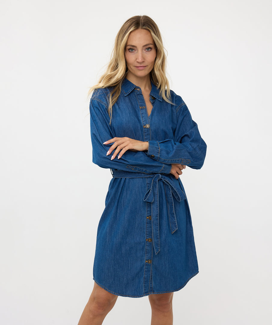 Robe pour femme par Esqualo | F2412500 Bleu jean | Boutique Vvög, vêtements mode pour homme et femme