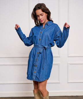 Robe pour femme par Esqualo | F2412500 Bleu jean | Boutique Vvög, vêtements mode pour homme et femme