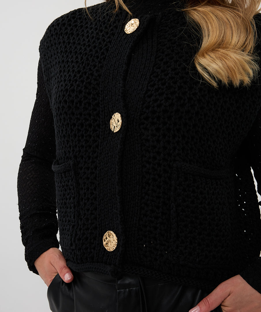 Cardigan pour femme par Esqualo | F2507501 Noir | Boutique Vvög, vêtements mode pour homme et femme