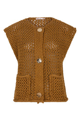 Chandail sans manche troué pour femme par Esqualo | F2507501 Olive | Boutique Vvög, vêtements mode pour homme et femme