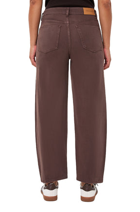 Vue arrière de la jean jambe large brun large et court avec poches plaquées pour femme par Esqualo