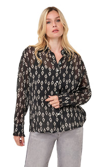 Blouse manches longues noir, vue de face sur mannequin pour femme par Esqualo