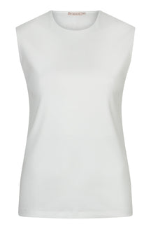 T-Shirt sans manche blanc sans manches à col rond, épaules larges et ourlet droit pour femme par Esqualo, vue de face