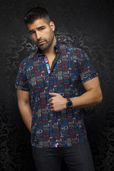 Knit short sleeve shirt for men by Au Noir | FINLAY(SS) Noir Multi | Boutique Vvög, complete inventory of the Au Noir brand