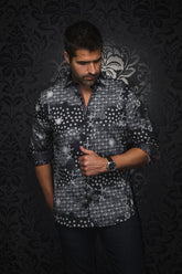 Long sleeve shirt for men by Au Noir | FLORIANI Black Red | Boutique Vvög, complete inventory of the Au Noir brand