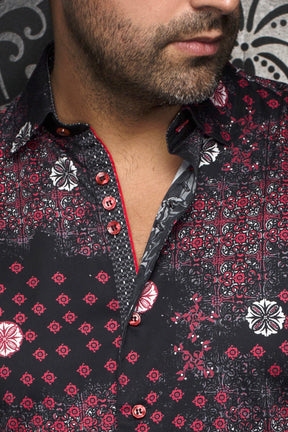 Chemise manches longues pour homme par Au Noir | FLORIANI Noir Rouge | Boutique Vvög, inventaire complet de la marque Au Noir