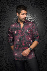 Chemise manches longues pour homme par Au Noir | FLORIANI Noir Rouge | Boutique Vvög, inventaire complet de la marque Au Noir