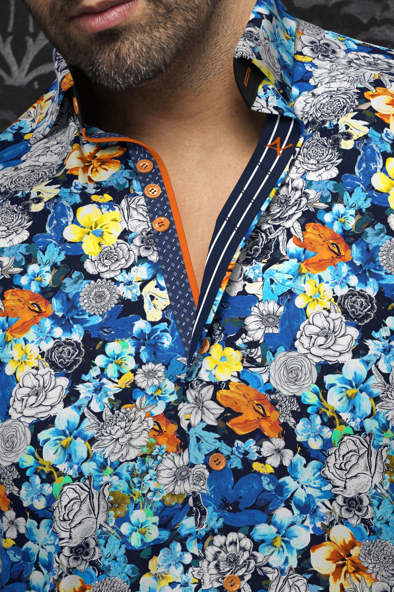 Knit long sleeve shirt for men by Au Noir | FLORINA Turquoise Multi | Boutique Vvög, complete inventory of the Au Noir brand
