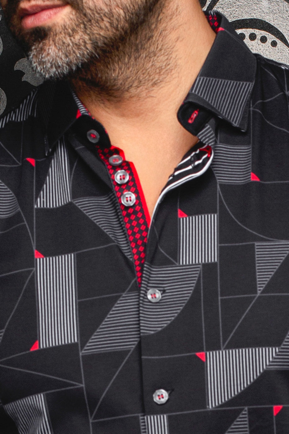 Chemise manches longues en Knit pour homme par Au Noir | FRANK Noir Rouge | Boutique Vvög, inventaire complet de la marque Au Noir