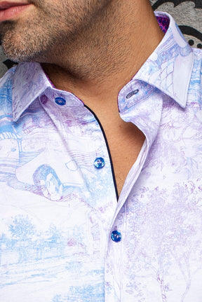 Chemise manches courtes en Knit extensible pour homme par Au Noir | GAVELSTON (SS) Rose | Boutique Vvög, inventaire complet de la marque Au Noir