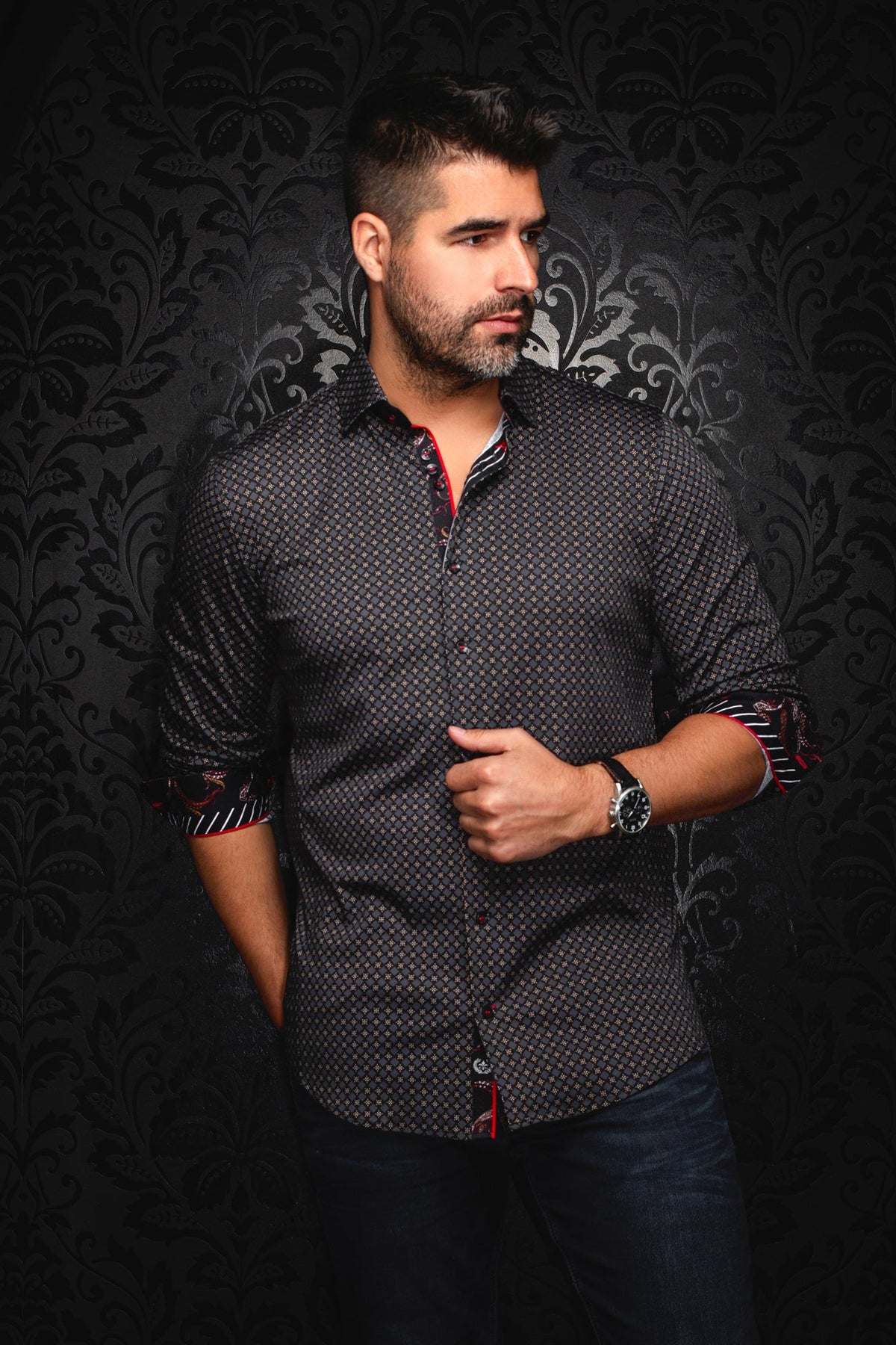 Chemise manches longues en Knit pour homme par Au Noir | GENESIS Noir Or | Boutique Vvög, inventaire complet de la marque Au Noir