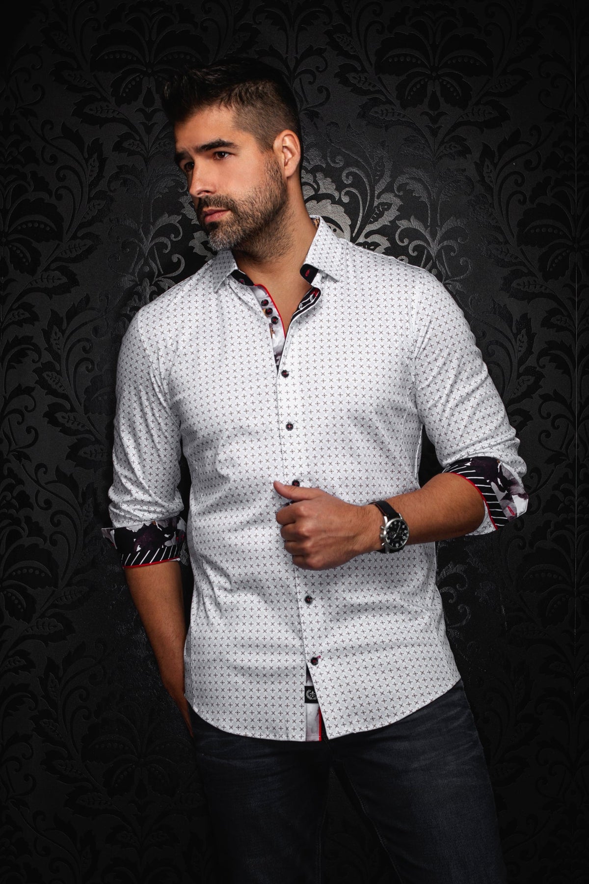 Chemise manches longues en Knit pour homme par Au Noir | GENESIS Blanc Or | Boutique Vvög, inventaire complet de la marque Au Noir