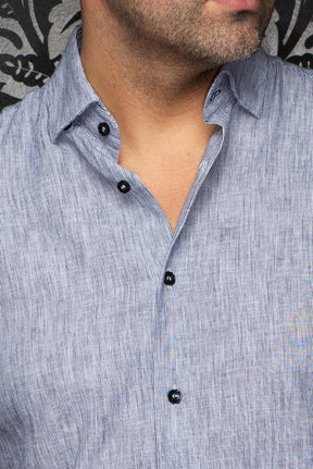 Chemise manches longues en lin pour homme par Au Noir | GERE Noir | Boutique Vvög, inventaire complet de la marque Au Noir