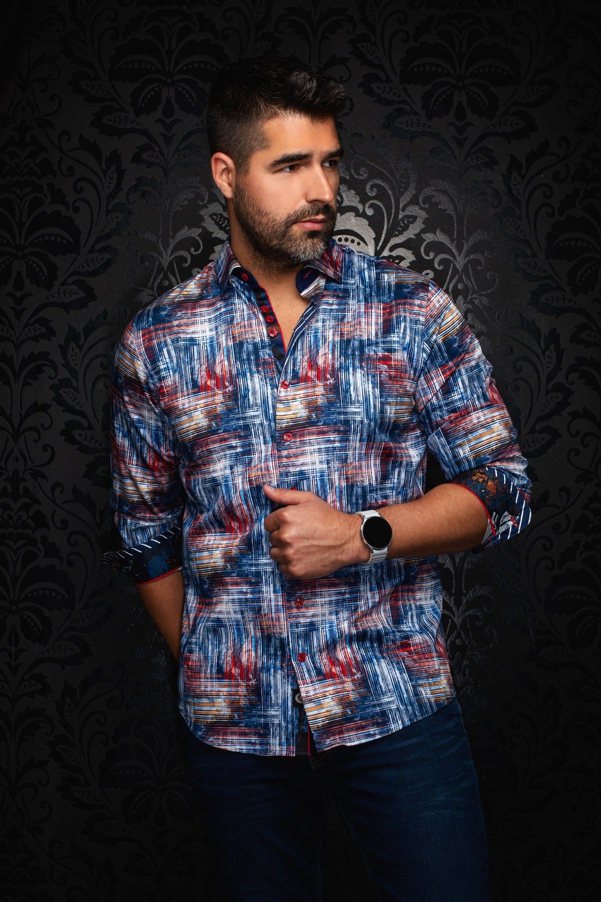Chemise manches longues pour homme par Au Noir | GRIMLOCK Marine | Boutique Vvög, inventaire complet de la marque Au Noir