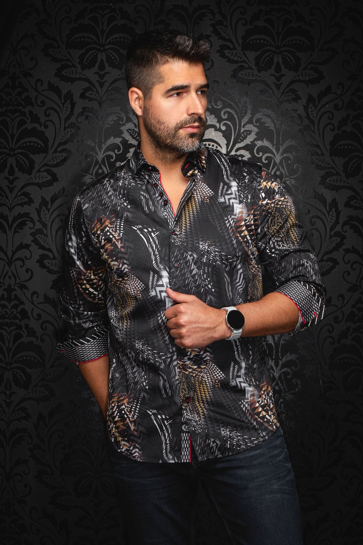 Chemise manches longues pour homme par Au Noir | GROOVE Noir Or | Boutique Vvög, inventaire complet de la marque Au Noir