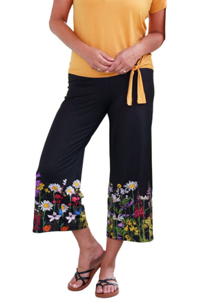 Gaucho 7/8 pour femme par Rien ne se perd, tout se crée | Amaretto Noir Et Fleuri | Boutique Vvög, vêtements mode pour homme et femme