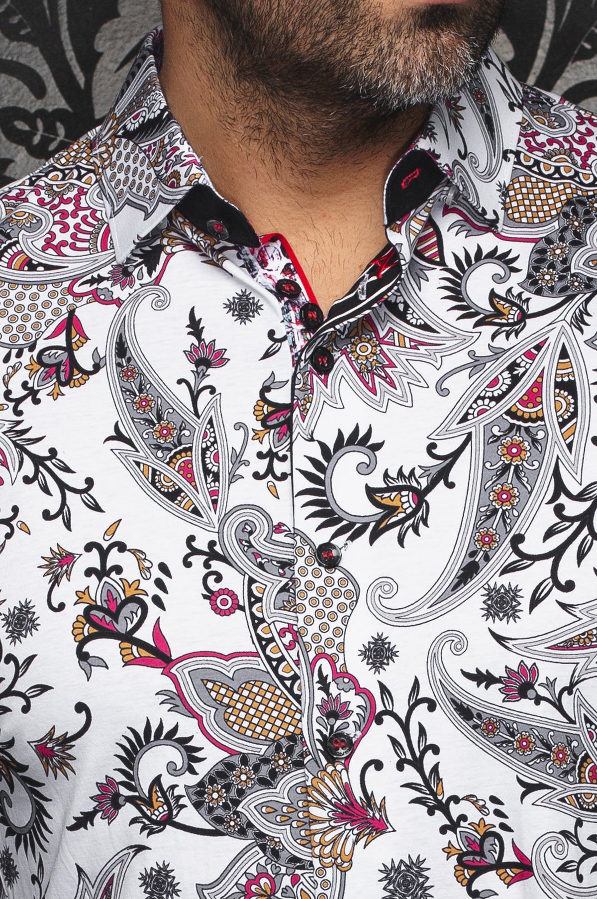 Chemise manches longues en Knit extensible pour homme par Au Noir | HAINAN Blanc Multi | Boutique Vvög, inventaire complet de la marque Au Noir