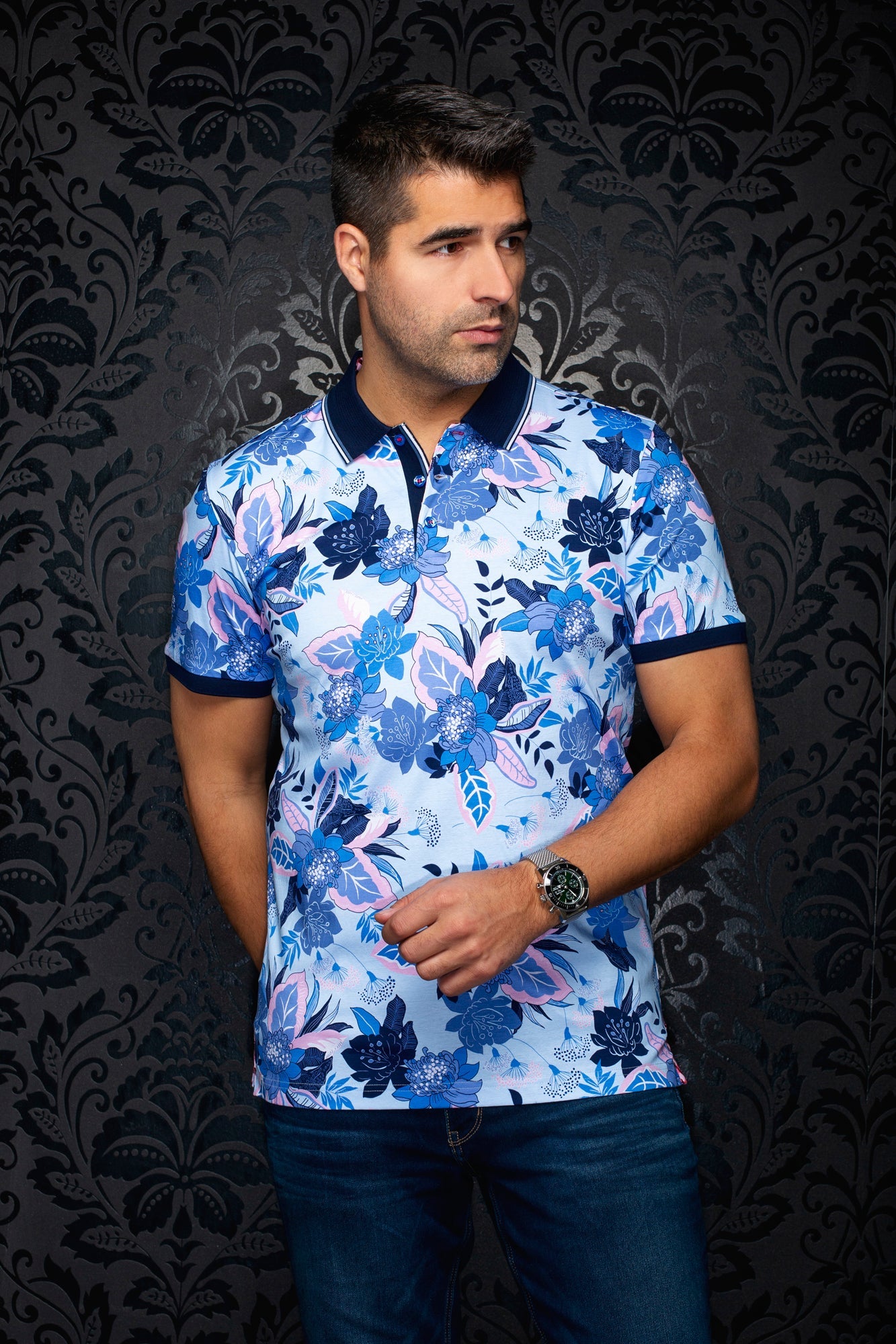 Polo pour homme par Au Noir | HIVA Bleu Pâle | Boutique Vvög, inventaire complet de la marque Au Noir