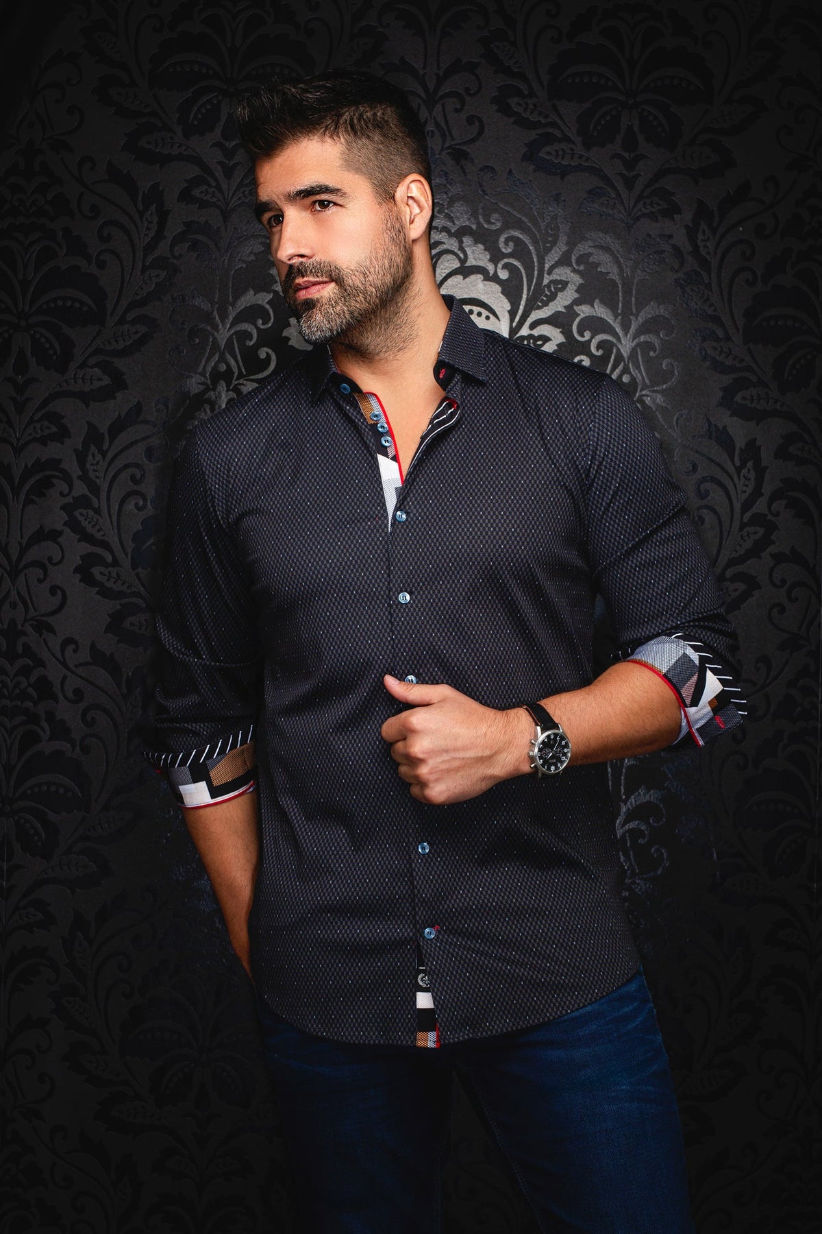 Chemise manches longues en Knit pour homme par Au Noir | HOUND Noir Olive | Boutique Vvög, inventaire complet de la marque Au Noir
