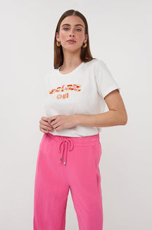 T-Shirt pour femme par Esqualo | HS2605200 Blanc Cassé Rose | Boutique Vvög, vêtements mode pour homme et femme