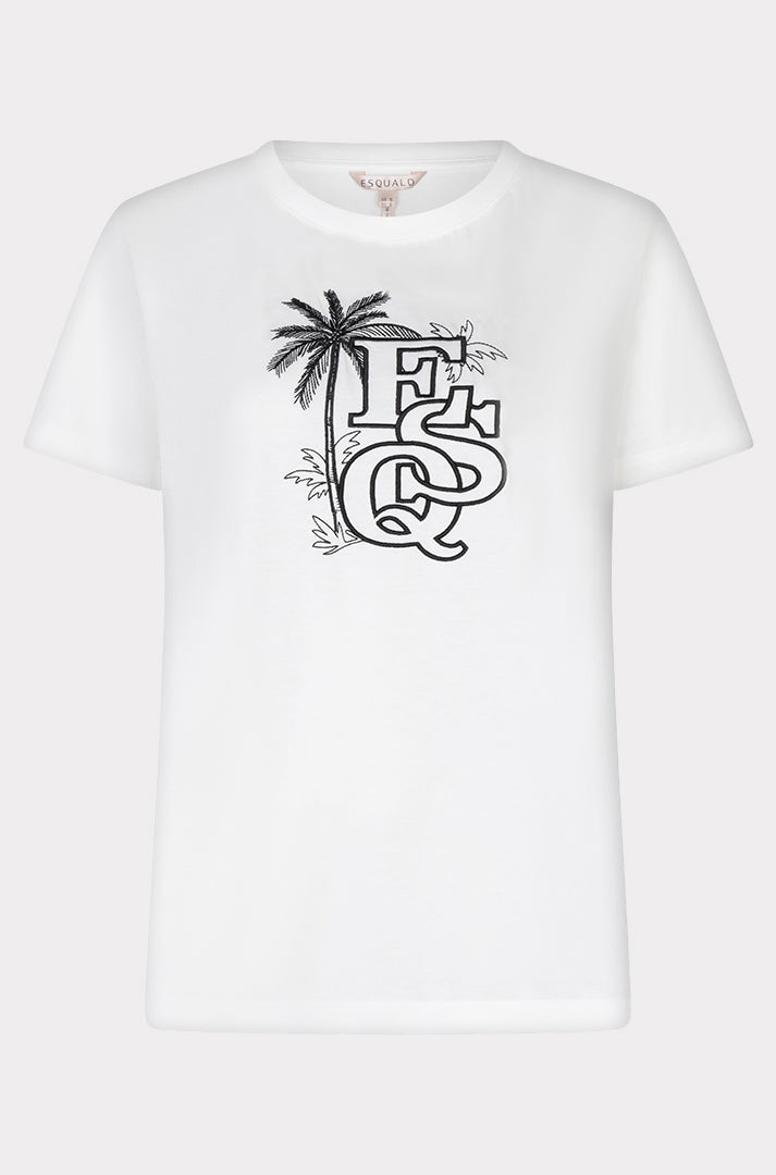 T-Shirt pour femme par Esqualo | HS2605202 Blanc Cassé Noir | Boutique Vvög, vêtements mode pour homme et femme