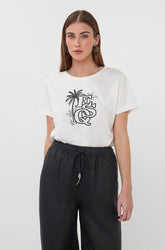 T-Shirt pour femme par Esqualo | HS2605202 Blanc Cassé Noir | Boutique Vvög, vêtements mode pour homme et femme