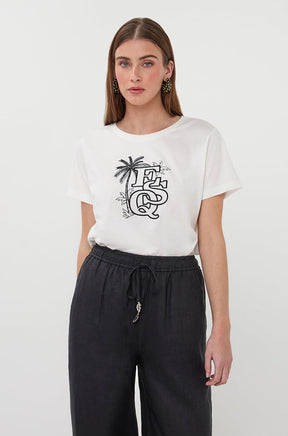 T-Shirt pour femme par Esqualo | HS2605202 Blanc Cassé Noir | Boutique Vvög, vêtements mode pour homme et femme