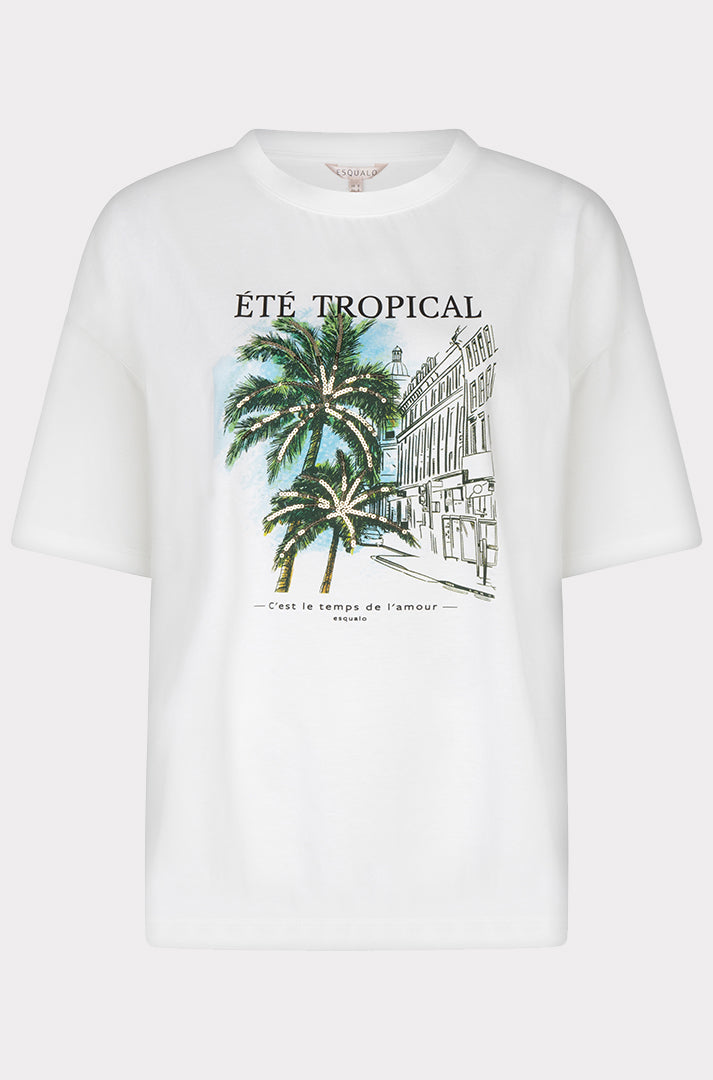 T-Shirt pour femme par Esqualo | HS2605203 Blanc Cassé | Boutique Vvög, vêtements mode pour homme et femme