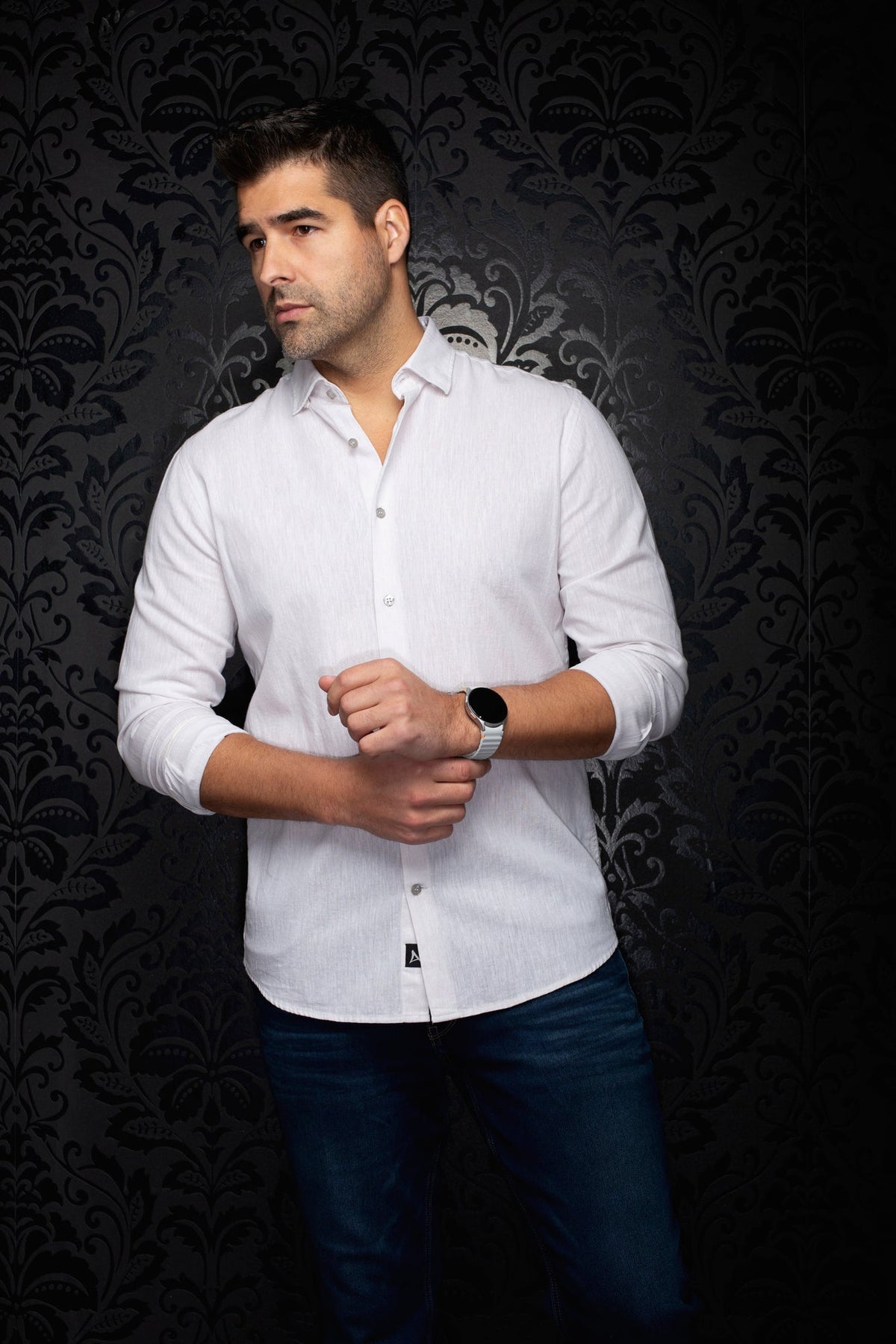 Chemise manches longues en lin pour homme par Au Noir | HUMPHREY Beige | Boutique Vvög, inventaire complet de la marque Au Noir